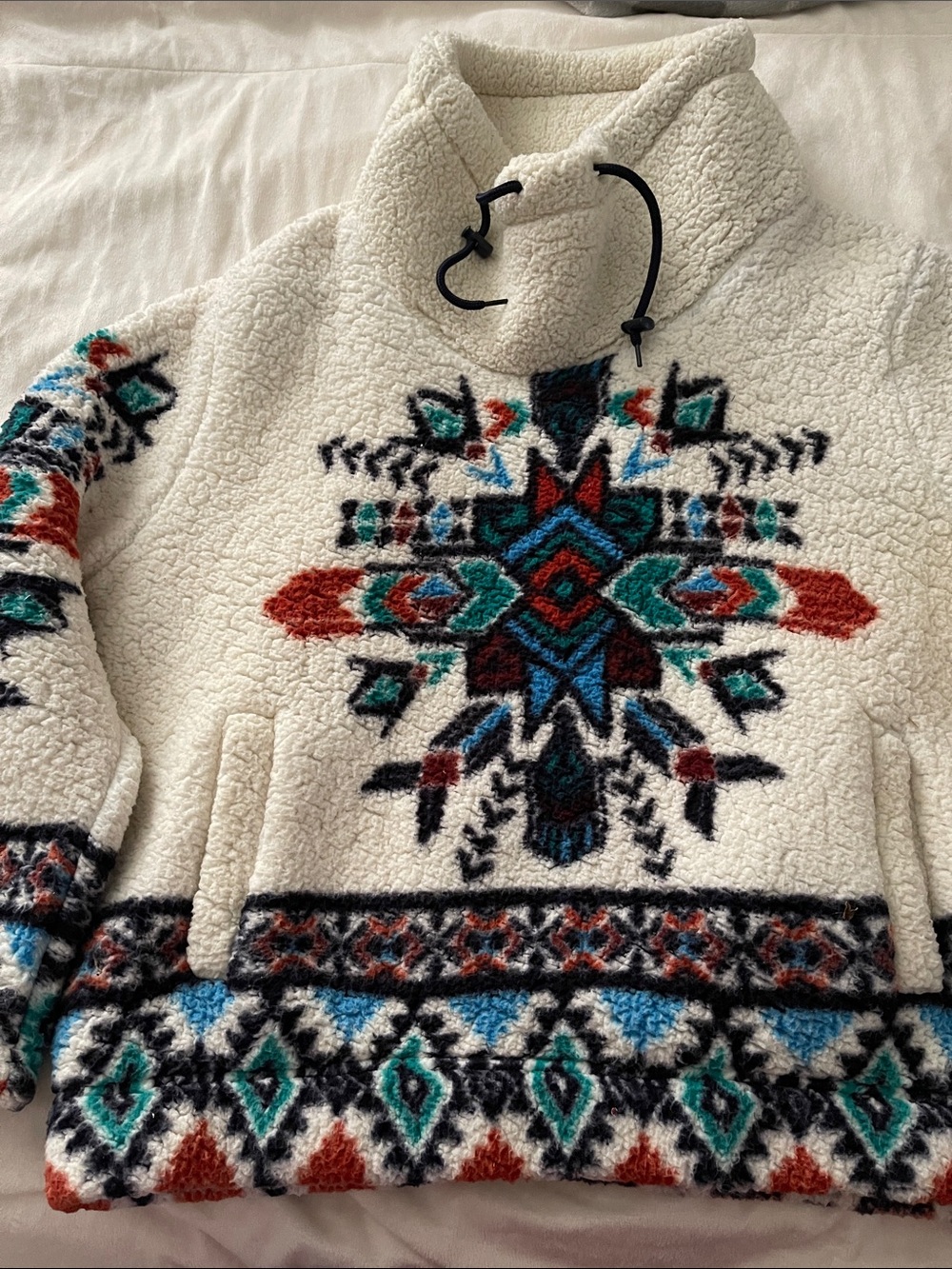 Sabrina Lauren Cream Sherpa Pullover Sweater Women’s XL